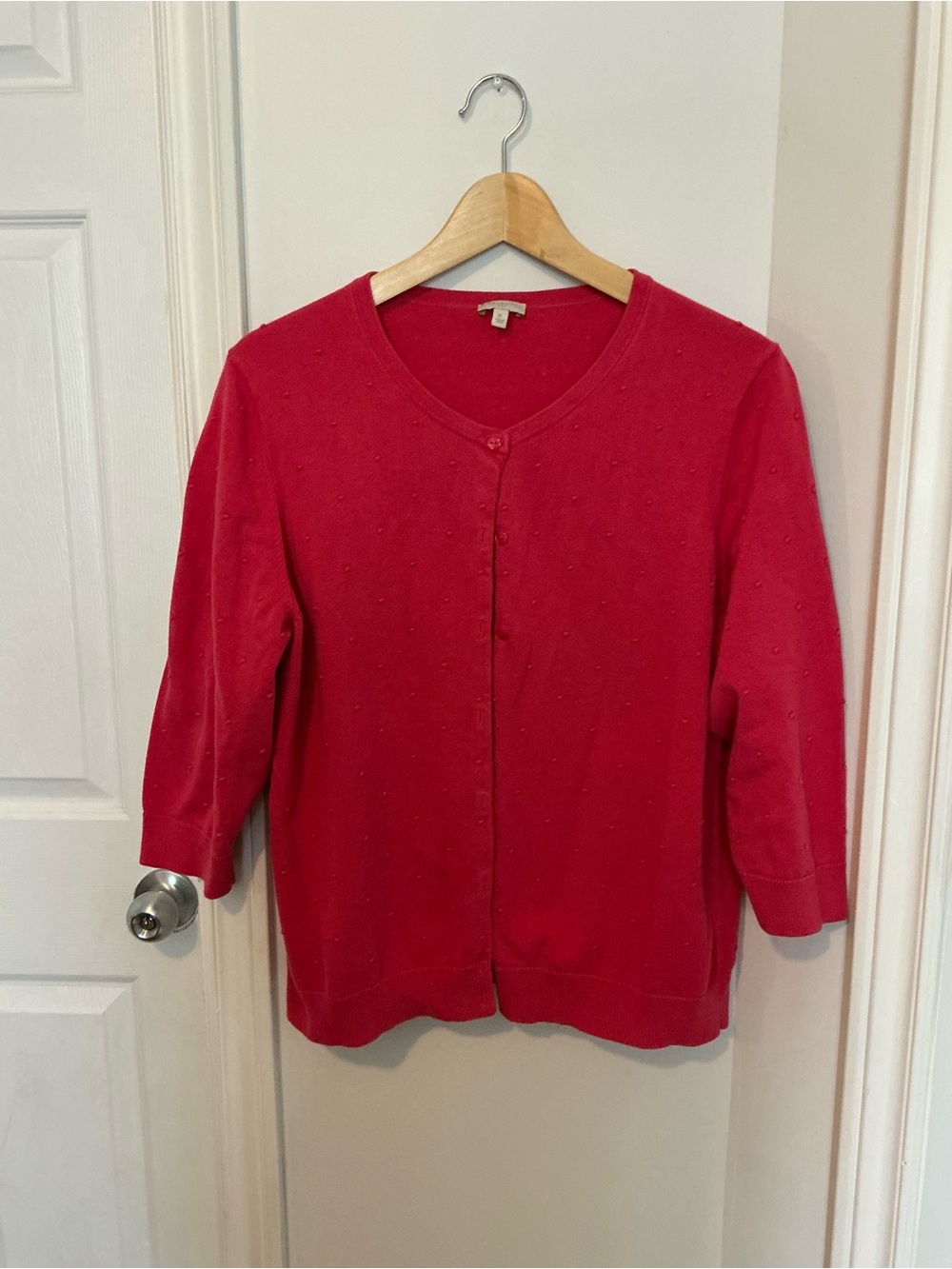 Vintage 3/4 Sleeve Deep Coral Button-Front Women's Sweater by Talbots